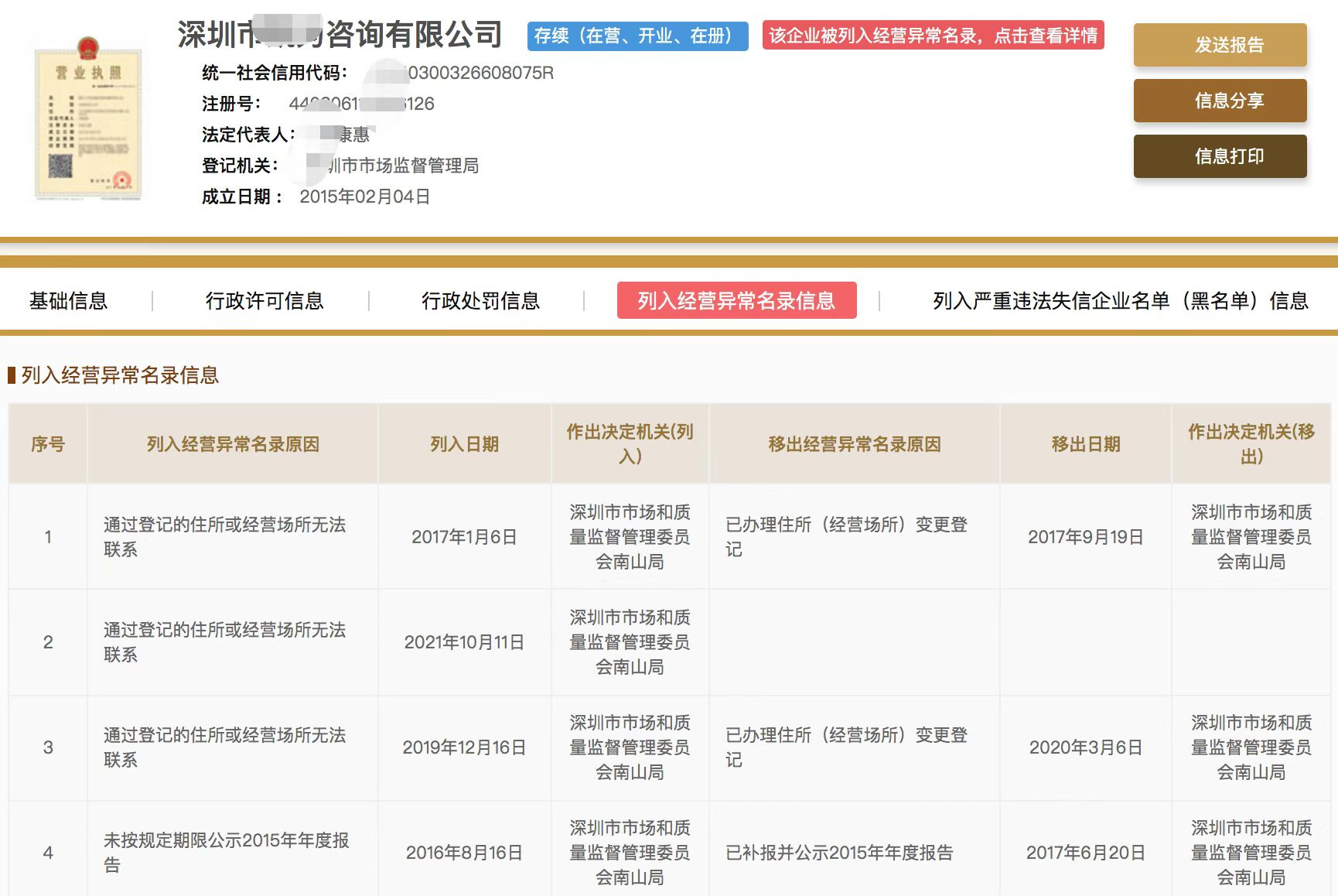 福建企业经营异常记录消除